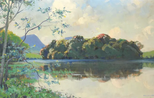 Oil, picture, 1935, Hal Wichers, Hal Wichers, Landscape in the Vicinity of Kertamanah