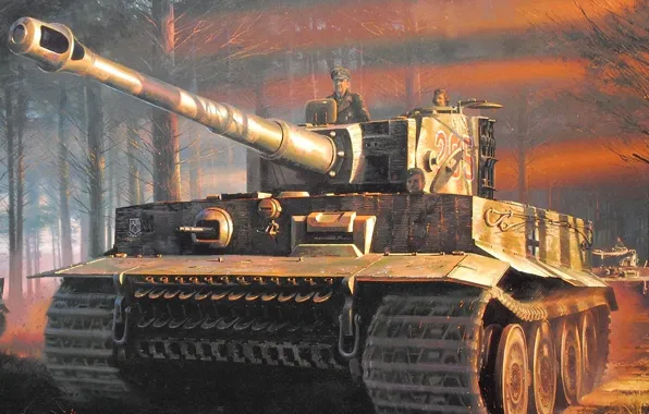 Picture tiger, war, figure, tank