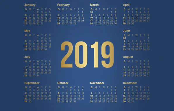 Minimalism, Background, Background, Calendar, A month, Minimalism, 2019, The year is 2019