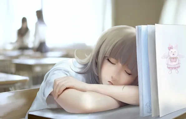 Girl, sleep, art, sleeping, book, class, school, nyarko