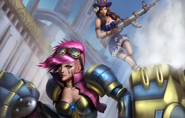 Picture weapons, girls, art, league of legends, caitlyn