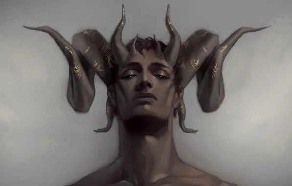 Picture face, the demon, fantasy, art, horns, guy