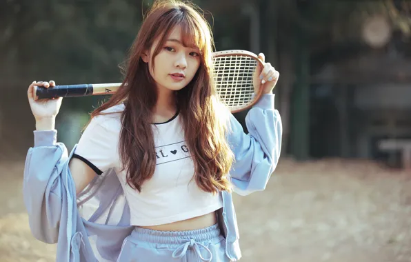 Picture summer, girl, model, racket, Asian