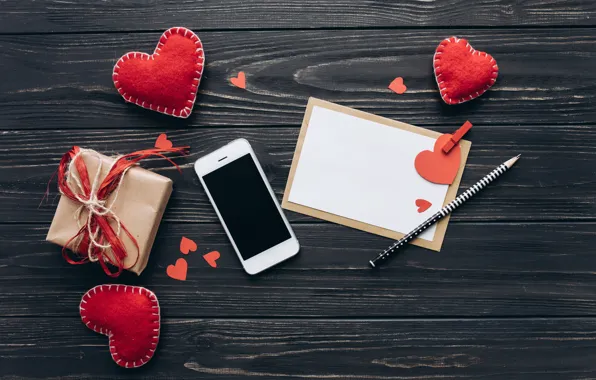 Note, Hearts, Holiday, Valentine's day, Phone, Gift, Valentine's day
