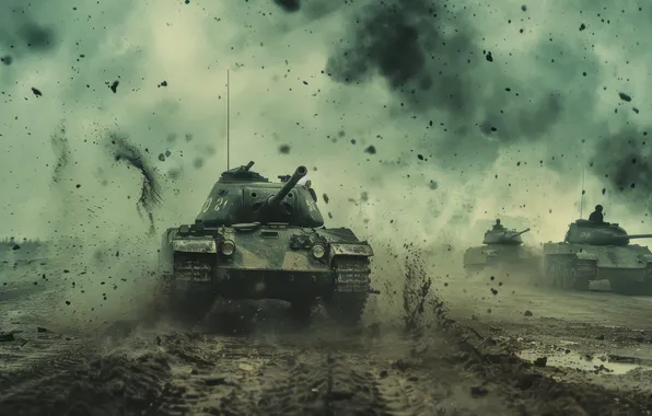 Smoke, Dirt, Tanks, Digital art, AI art, The Art of Artificial Intelligence, Neural network, War …
