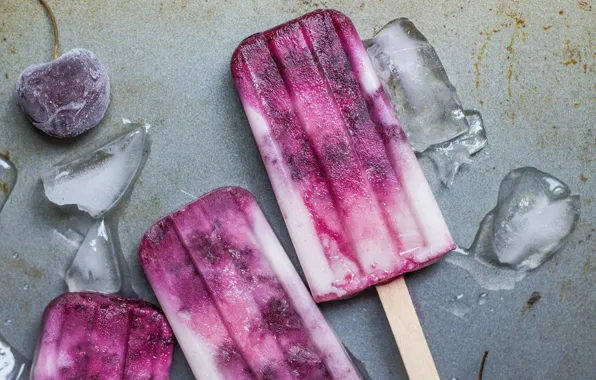 Ice, cherry, food, ice cream