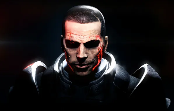Face, mass effect, Shepard, renegade