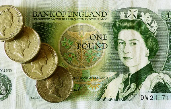 Money, coins, Queen, bill, pound