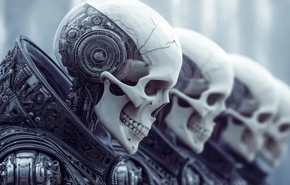 Fiction, skull, robot, artificial intelligence