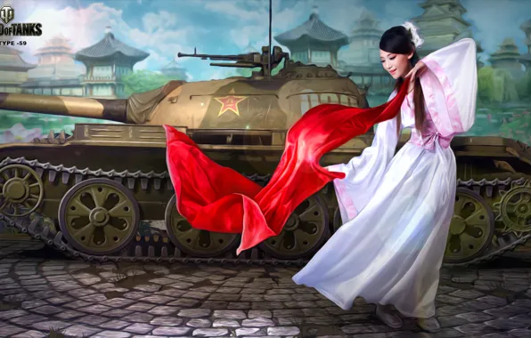 Girl, figure, home, area, art, tank, Chinese, Asian