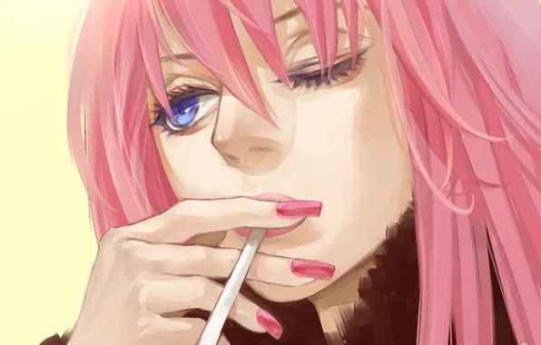 Girl, cigarette, vocaloid, megurine luka, Vocaloid, art, wink, besides the suzu