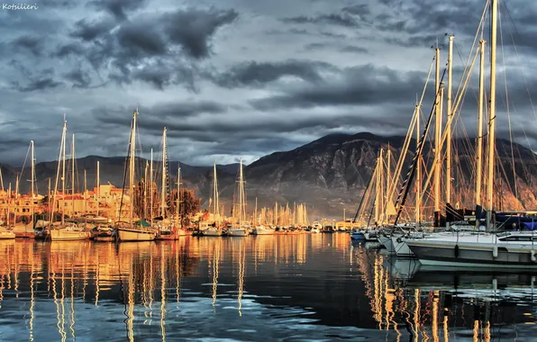 Picture sea, ships, Bay, yachts, the evening, boats, sailboats
