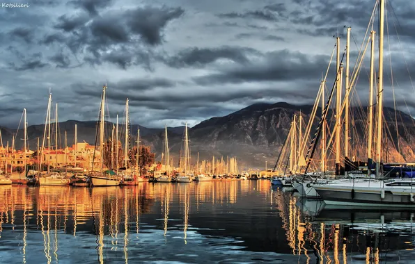 Sea, ships, Bay, yachts, the evening, boats, sailboats