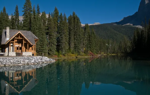 Picture mountains, lake, silence, House, photographer