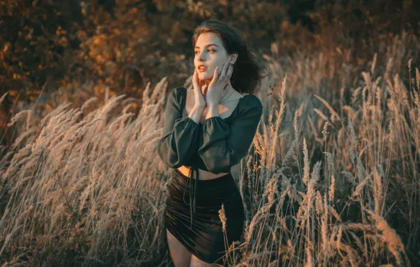 Picture girl, nature, pretty, skirt