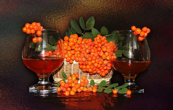 Mood, still life, Rowan, glasses, author's photo by Elena Anikina, Good Fon, Rowan in the …