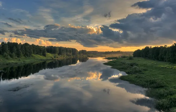 River, the evening, Vologda oblast, Ustyuzhna