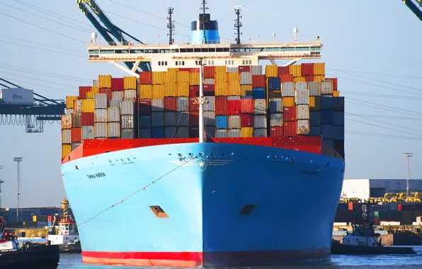 Water, Reflection, Port, Board, The ship, Line, Emma, Cargo
