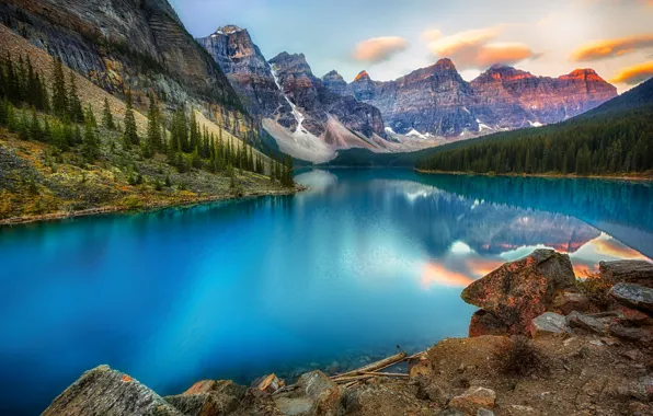 Forest, mountains, nature, tree, lake, Canada