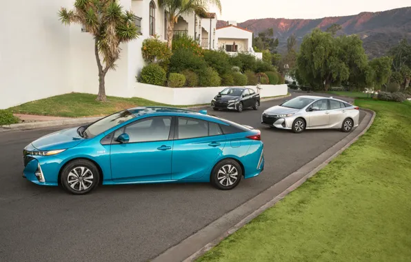 Road, auto, Toyota, mansion, metallic, Prius Prime