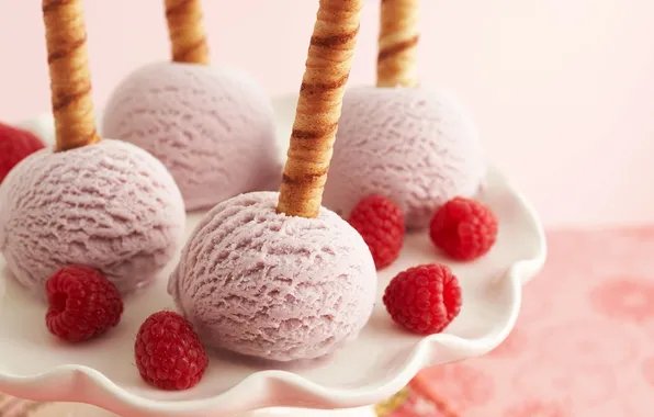 Raspberry, food, ice cream, fruit, dessert, food, fruit, delicious