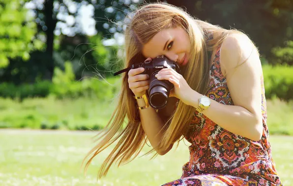 Summer, look, girl, face, hair, the camera