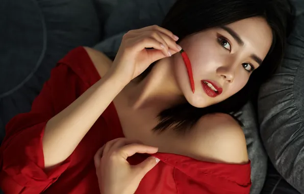 Look, girl, face, hands, shoulders, pepper, Gene Oryx