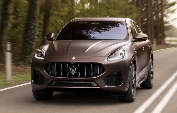 Trees, movement, Maserati, speed, Grecale GT