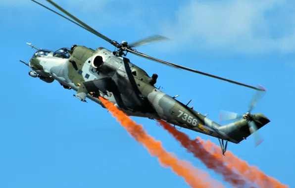Picture flight, helicopter, combat, Mi-24