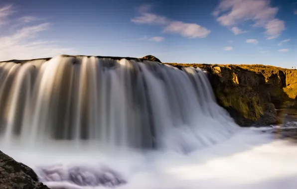 Picture the sun, rocks, view, waterfall, panorama, Iceland
