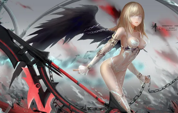 Picture girl, weapons, angel, Mabinogi