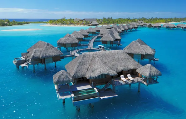The ocean, the hotel, Bungalow, Bora Bora