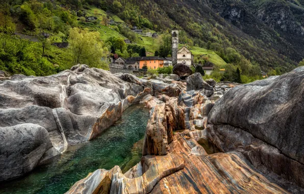 Picture landscape, nature, river, stones, Switzerland, Alexander the Silent, Verdzaska