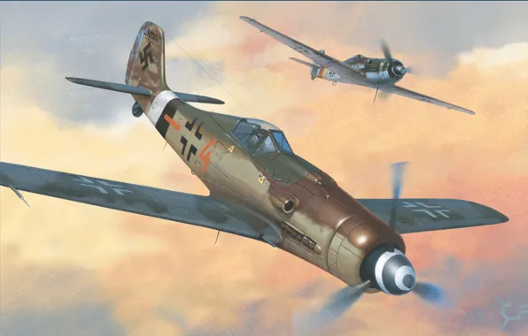 War, art, airplane, painting, aviation, ww2, Focke-Wulf 190, Focke-Wulf Ta 152