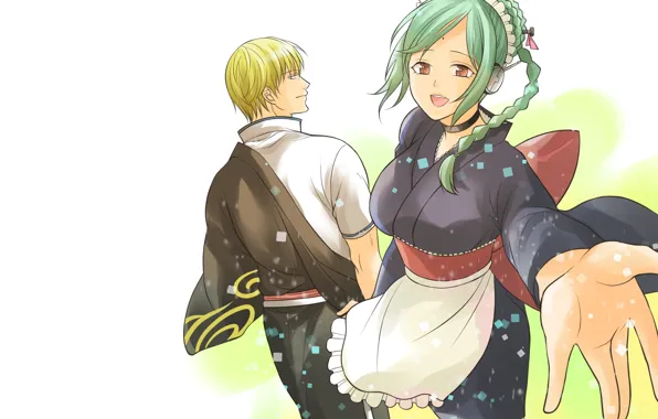 Girl, anime, guy, two, Gintama, Tama, Sakata Kintoki