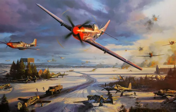 War, figure, Mustang, P-51, plaque, Nicolas Trudgian, Avia art