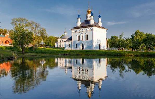 Landscape, the city, pond, reflection, Church, the monastery, Ilya Garbuzov, Belev