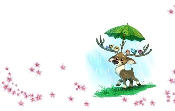 The rain, deer, art, friends, children's, Piper Thibodeau, Daily Paint #1199. Raindeer