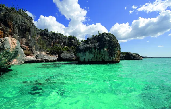 Water, rocks, island