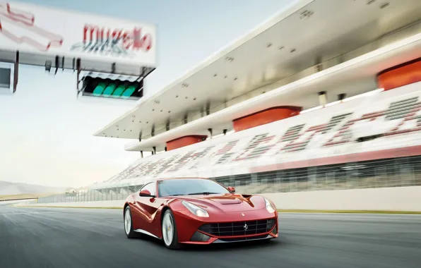 Red, ferrari, track, tribune, f12, berlinetta