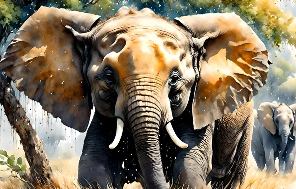 Look, face, elephant, AI art, neural network