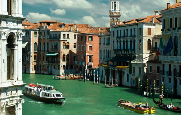 Picture building, home, Italy, Venice, channel, Italy, gondola, Venice