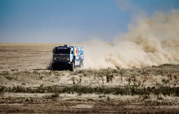 Machine, the steppe, dust, dal, truck, rally, KAMAZ, kamaz