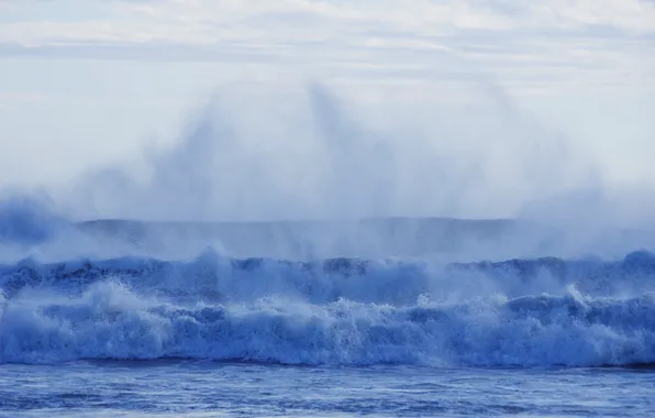 Sea, wave, foam, water, squirt, blue, element, shore