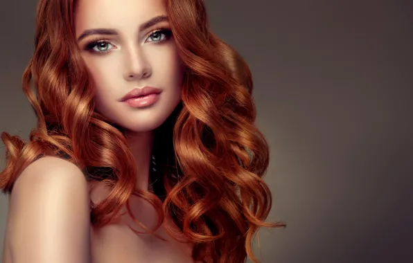 Hair, portrait, makeup, hairstyle, red, beautiful, hair, Curly
