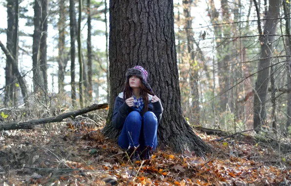 Picture autumn, forest, girl