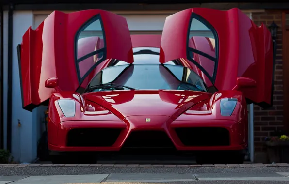 Red, ferrari, Ferrari, enzo, the front, guillotine, doors, Enzo