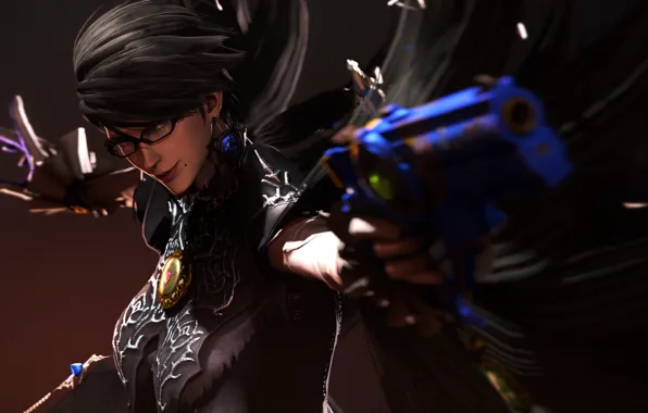 Girl, gun, glasses, witch, bayonetta, Platinum Games, Umbra Witch, Cherry