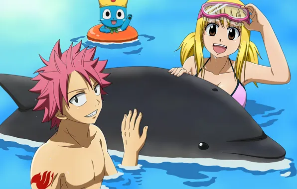 Romance, anime, art, pair, two, Fairy Tail, Natsu, Lucy