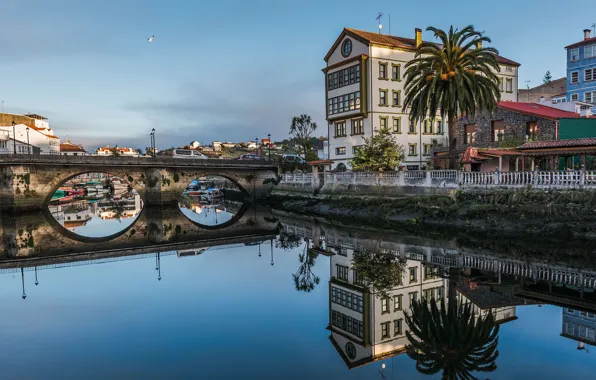 Picture bridge, river, Spain, mirror, Betancos
